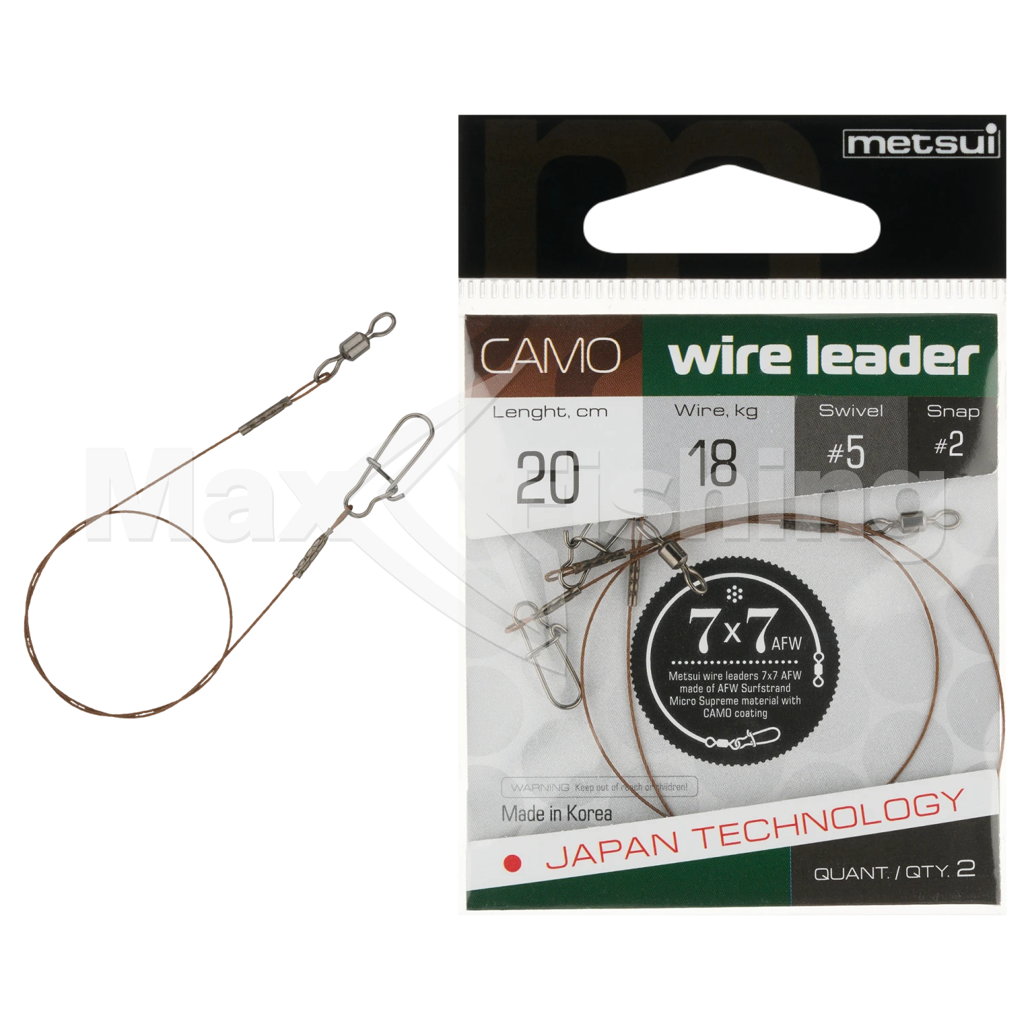 Поводок Metsui Camo Wire Leader AFW 7x7 18кг 20см