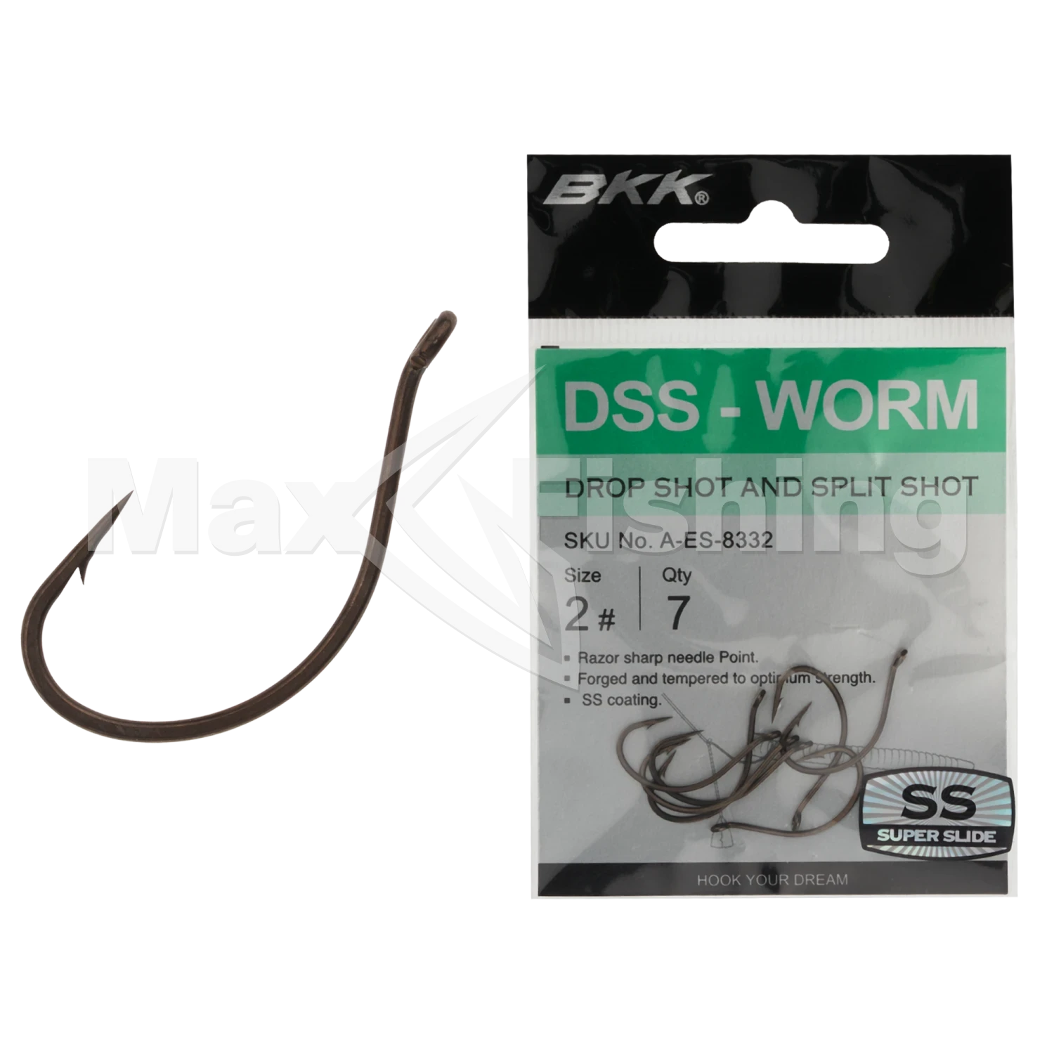 Крючок одинарный BKK DSS-Worm #2 (7шт)