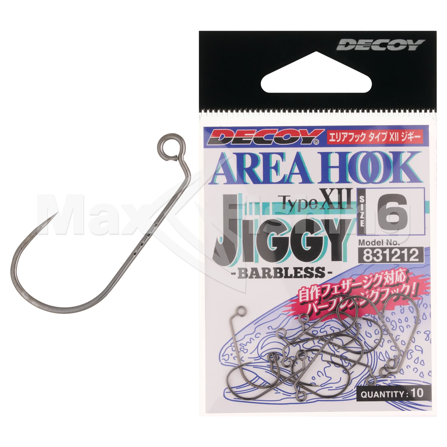 Крючок одинарный Decoy AH-12 Area Hook Jiggy #6 (10шт)