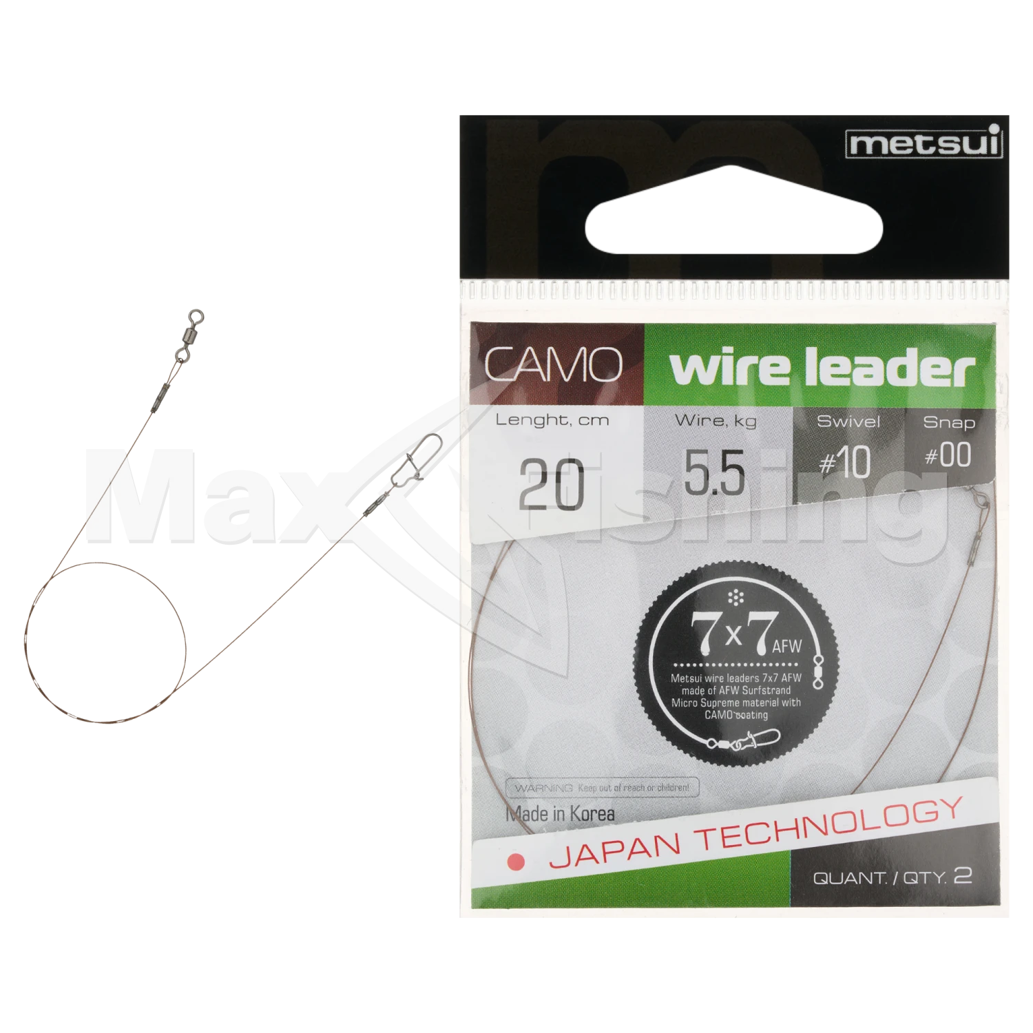 Поводок Metsui Camo Wire Leader AFW 7x7 5,5кг 20см