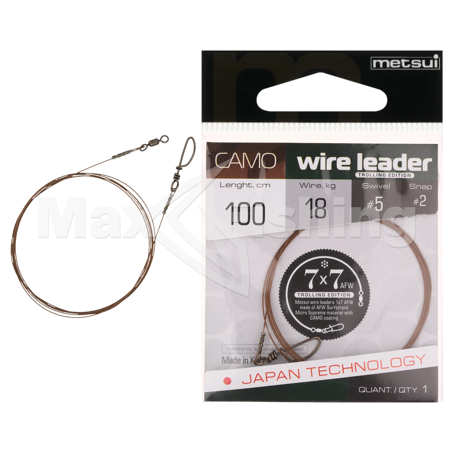 Поводок Metsui Camo Wire Leader AFW 7x7 18кг 100см