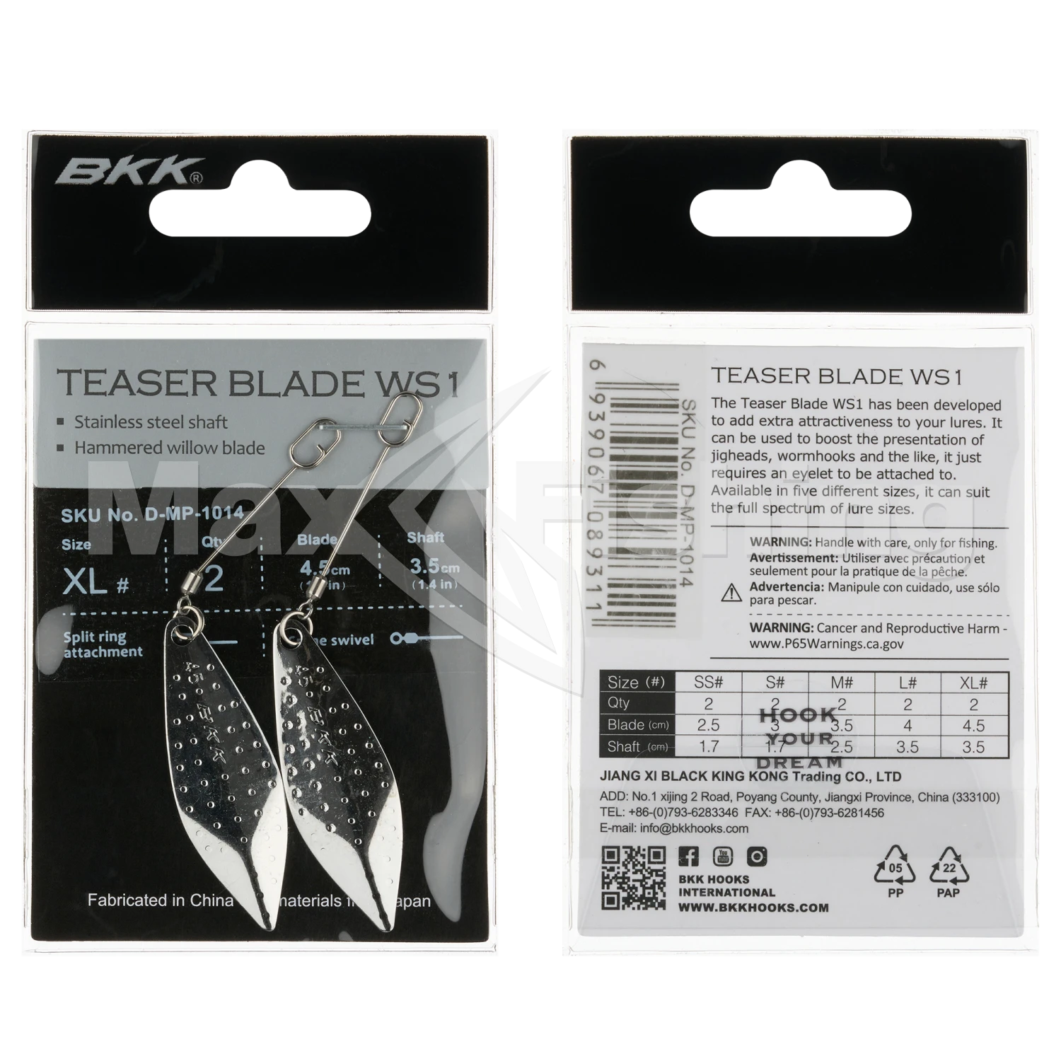 Подвеска для офсетного крючка BKK Teaser Blade WS1 #XL (2шт)