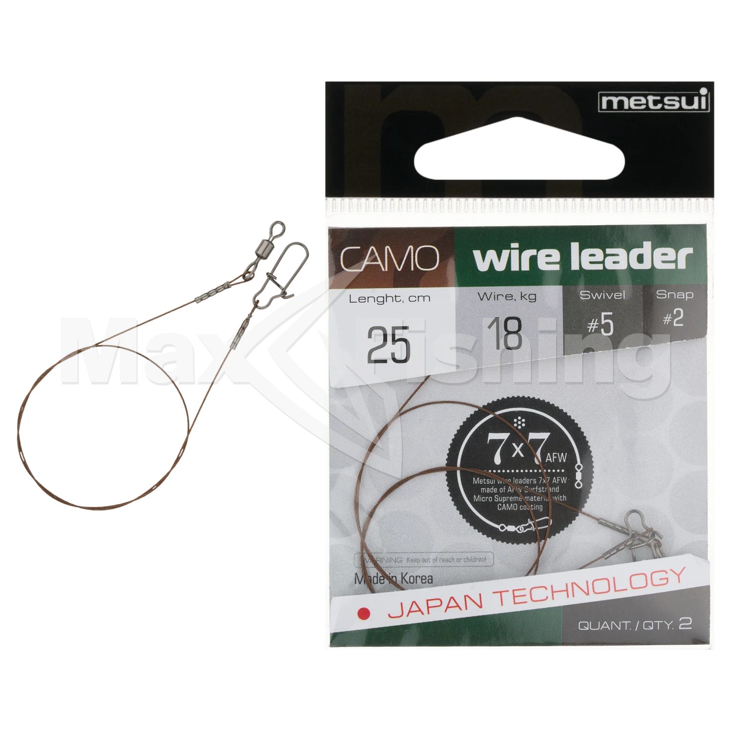 Поводок Metsui Camo Wire Leader AFW 7x7 18кг 25см