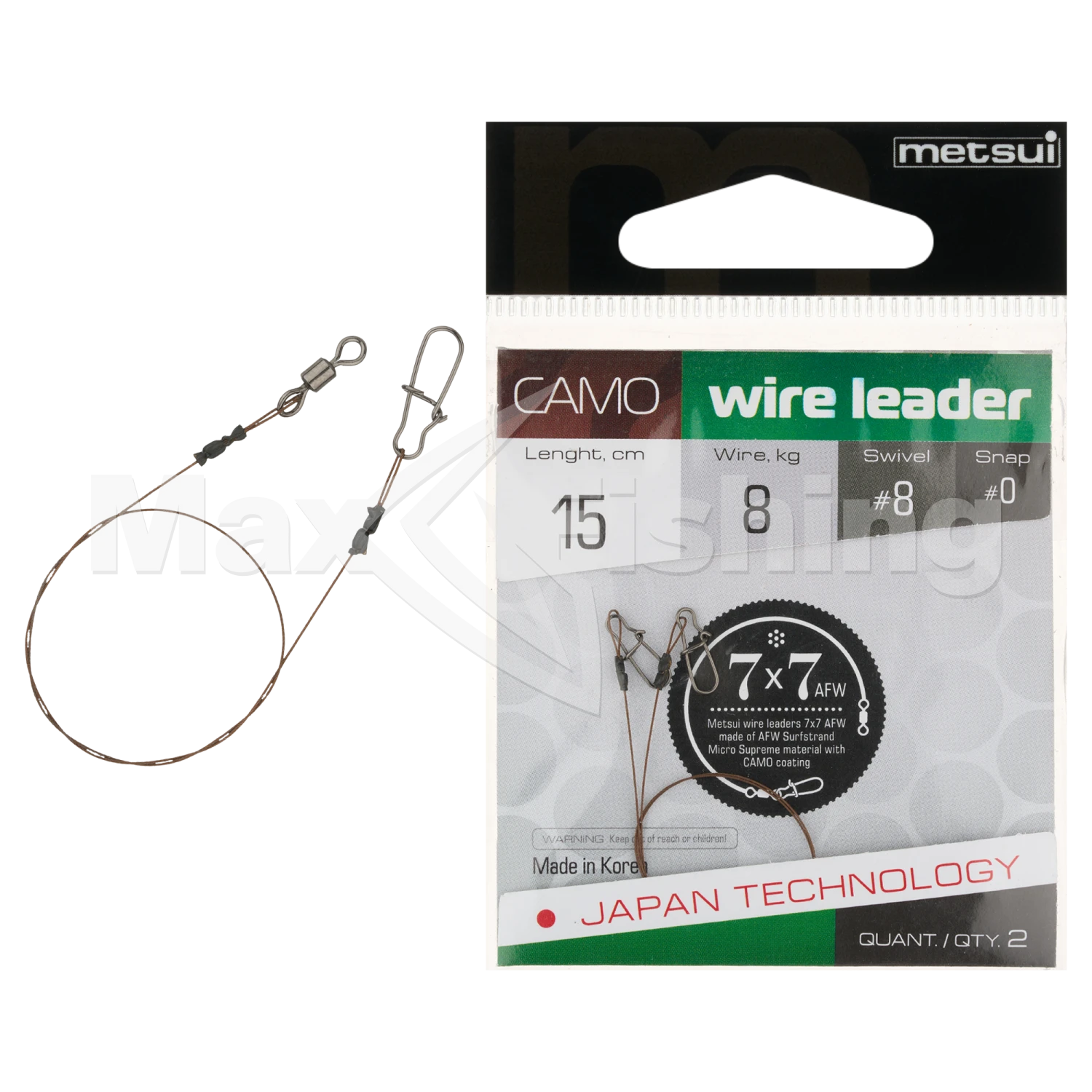 Поводок Metsui Camo Wire Leader AFW 7x7 8кг 15см