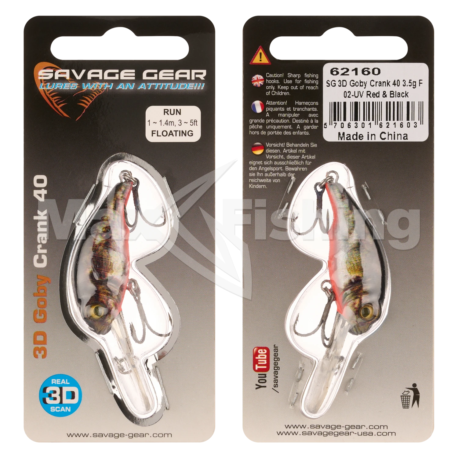 Воблер Savage Gear 3D Goby Crank 40 F #UV Red/Black