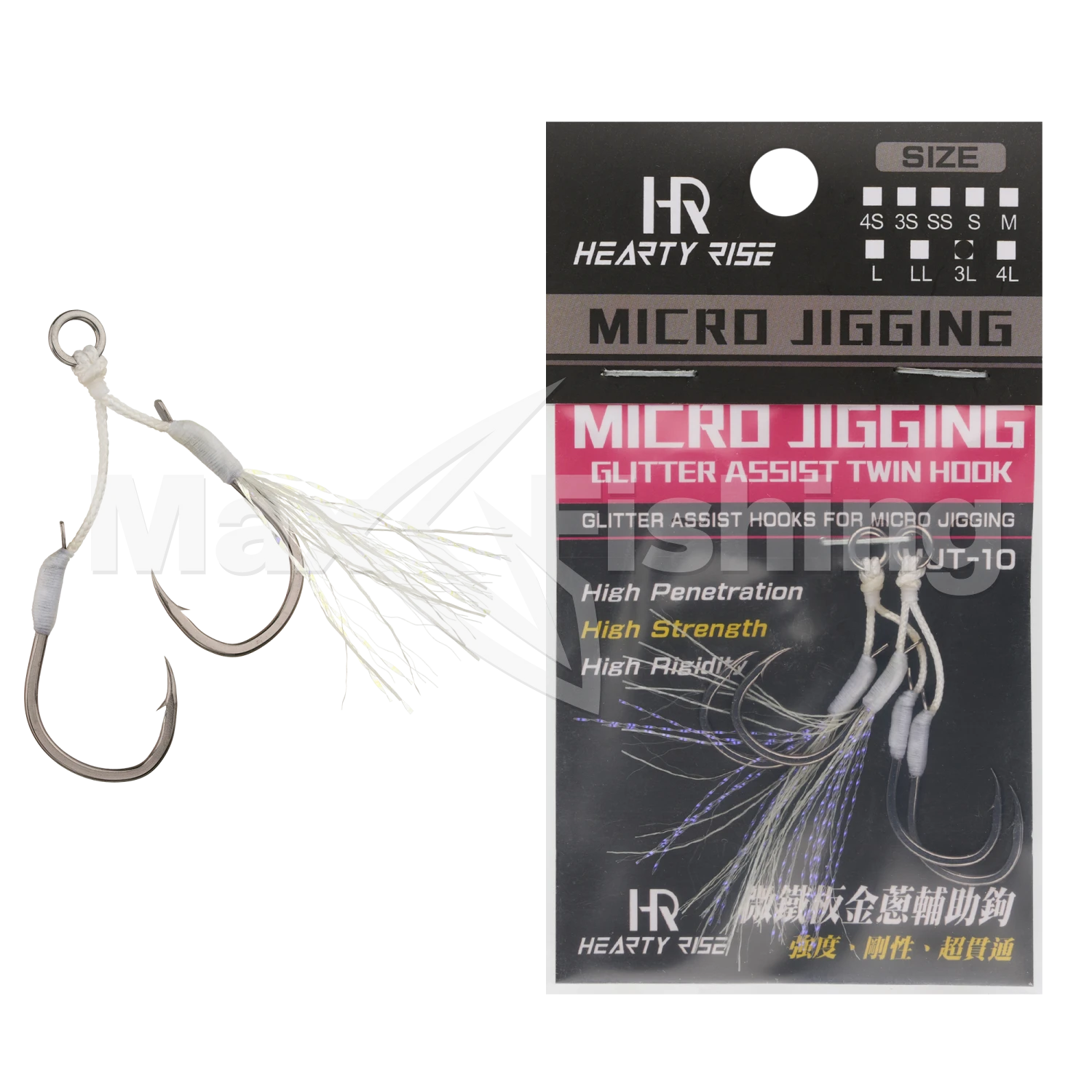 Крючок-ассист Hearty Rise Micro Jigging Glitter Assist Hook MJT-10 #2/0 (3L) (2 пары)