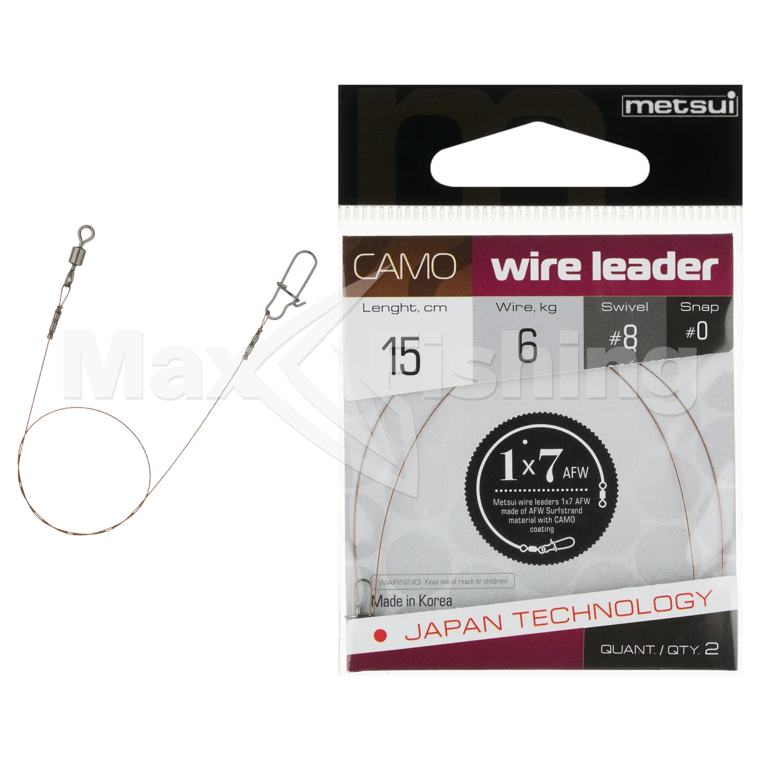 Поводок Metsui Camo Wire Leader AFW 1x7 6кг 15см