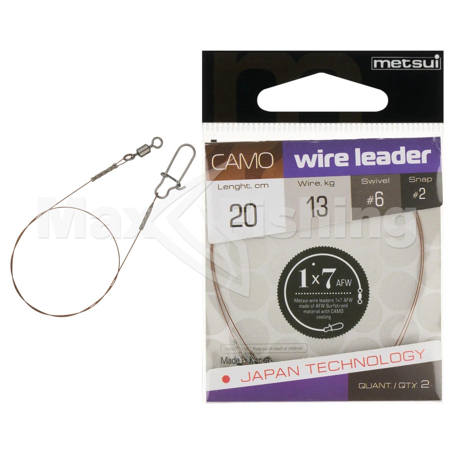 Поводок Metsui Camo Wire Leader AFW 1x7 13кг 20см