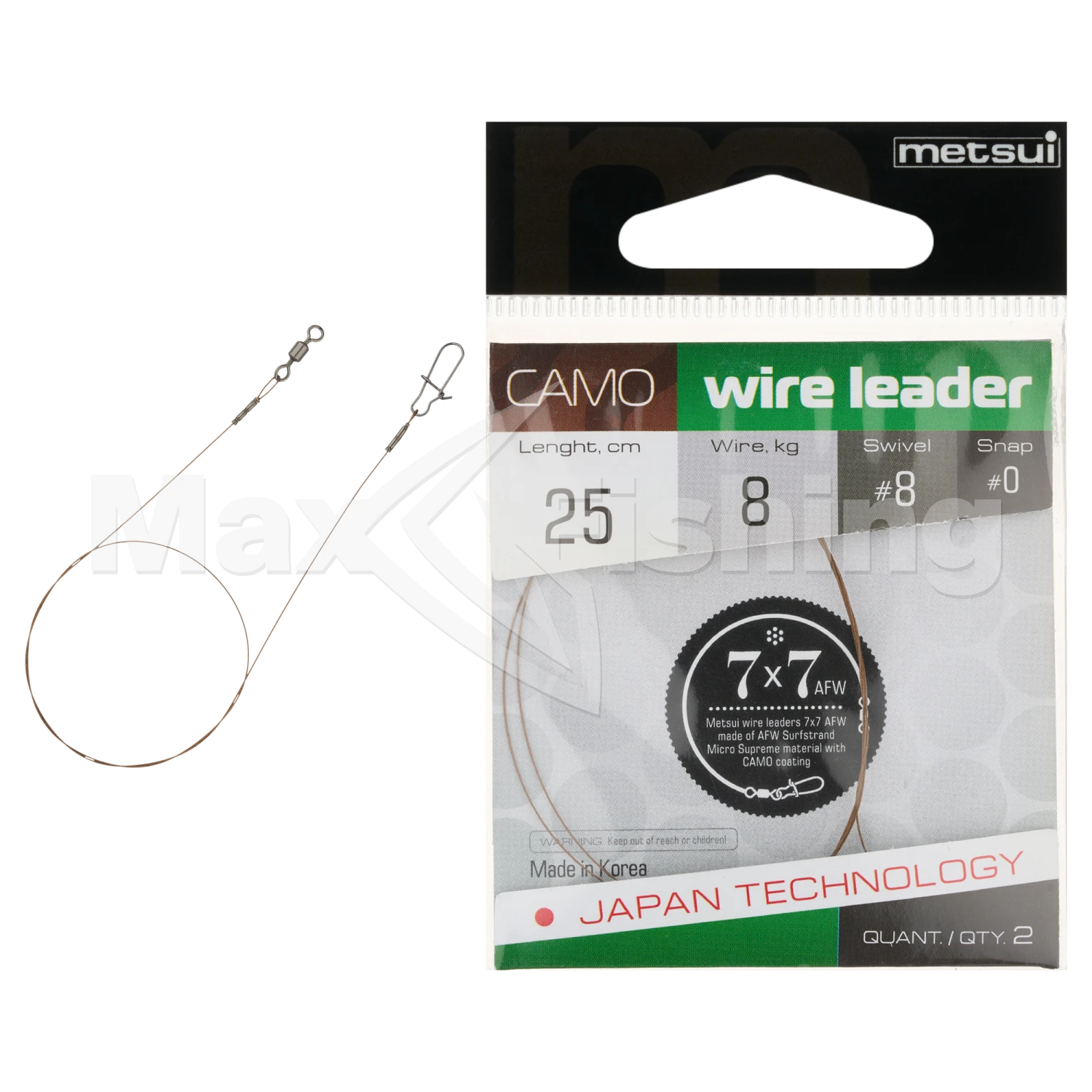 Поводок Metsui Camo Wire Leader AFW 7x7 8кг 25см