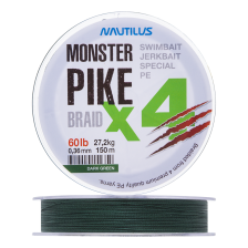 Шнур плетеный Nautilus Monster Pike Braid X4 0,36мм 150м (dark green)