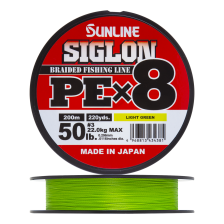 Шнур плетеный Sunline Siglon PE X8 #3,0 0,296мм 200м (light green)