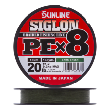 Шнур плетеный Sunline Siglon PE X8 #1,2 0,187мм 150м (dark green)